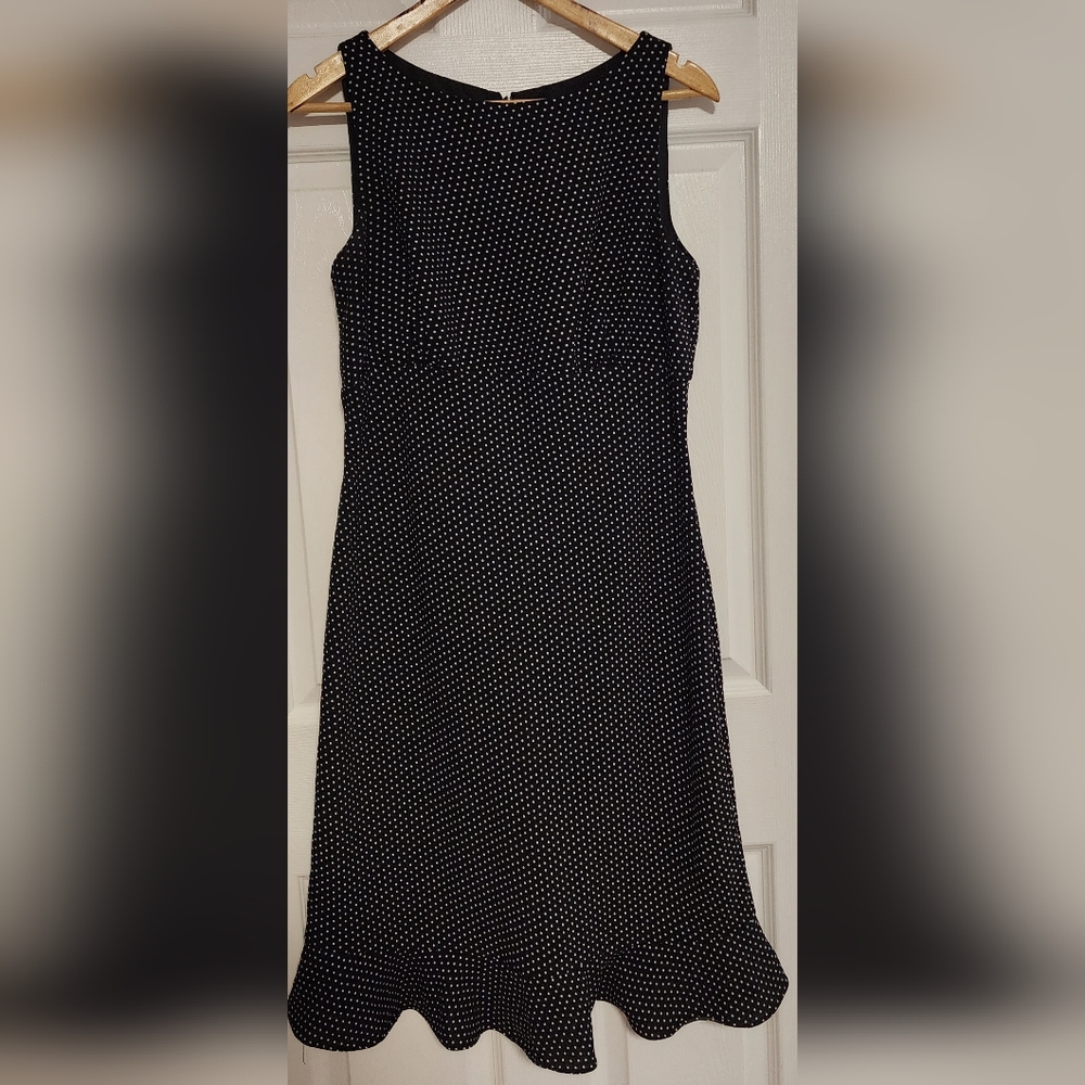 Alago sleeveless polka dot dress, 14, Black and White